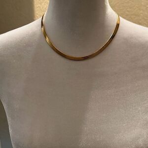 Jennifer Zeuner Allie Herringbone Chain Necklace 14k Hamilton Yellow Gold Plate